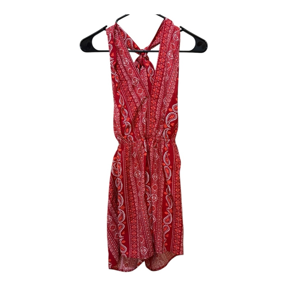 Red Paisley Halter Romper size S